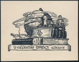 1936 Várkonyi Károly (1910-2001): Gergely Babci könyve. Klisé, papír, jelzett a klisén, 5,5x8 cm.