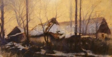 Meilinger Dezső (1892-1960): Téli táj, 1929. Pasztell, papír, jelzett. Dekoratív, üvegezett, kissé k...