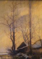 Meilinger Dezső (1892-1960): Téli táj, 1929. Pasztell, papír, jelzett. Dekoratív, üvegezett, kissé k...