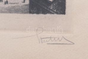 Olvashatatlan jelzéssel: Kölni dóm. Rézkarc, papír. Üvegezett fakeretben, 24,5×16 cm