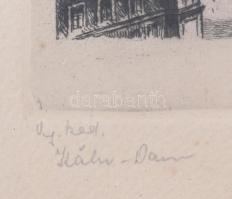 Olvashatatlan jelzéssel: Kölni dóm. Rézkarc, papír. Üvegezett fakeretben, 24,5×16 cm