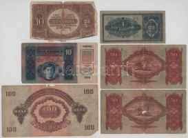 Vegyes pengő és korona tétel (6db), benne: 1915. 10K + 1920. 1K + 10K + 1932. 50P + 1944. 100P T:F-V...