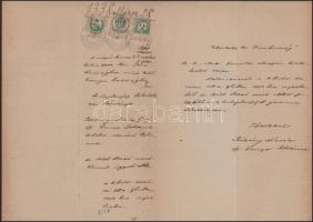 Vegyes okmánybélyeges iratok, közte 20 kr, 15 kr, 1 kr, 2 db 1 ft, 2+1 db 50 kr, +2 db 15 kr, az okm...