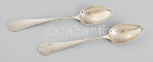 Ezüst (Ag) kávéskanál pár. jelzett, 1937-1966 közötti fémjel, 800 ezrelékes ezüst, nettó 34g