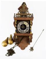 Holland "Zaanse" falióra, 8 napos járatú, súlyokkal, ingával, m: 49 cm