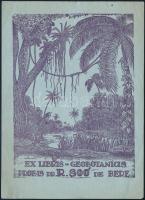 Várkonyi Károly (1910-2001): Ex libris geobotanicis prof.-is dr. R. Soó de Bere (Prof. Dr. Berei Soó Rezső 1903-1980 botanikus számára készített ex libris), 1934. Klisé, papír, jelzett klisén, 12x9 cm. Ritkább kék színváltozat!