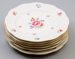6 db Herendi Eton mintás süteményes tányér. kézzel festett, jelzett, minimális kopással d: 19 cm