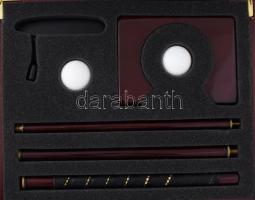 Exkluzív hordozható golfütő készlet. Szétszedhető, fa dobozban