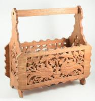 Madármintás fa újságtartó, 38x38 cm