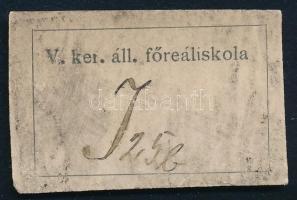 Jelzés nélkül: V. ker. áll. főreáliskola. Nyomat, papír, jelzett a nyomaton. 2,5x3,5 cm.