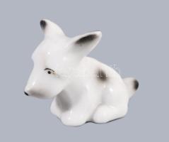 Hollóházi kutya miniatúra figura, jelzett, hibátlan, m: 3,5 cm