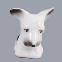 Hollóházi kutya miniatúra figura, jelzett, hibátlan, m: 3,5 cm
