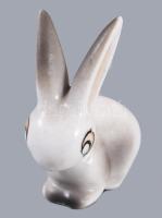 Hollóházi nyúl figura, jelzett, m: 6 cm
