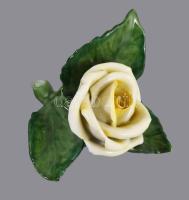 Herendi sárga rózsa. Jelzett, minimális pattogzással, 8x8,5 cm