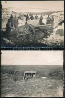 1916 I. világháború idején Erdélyben, magyar katonák, ágyú, 2 db fotó, 13×18 cm