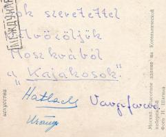 1953 Urányi Imre és Varga Ferenc olimpiai bajnok kajakosok autográf aláírása képeslapon