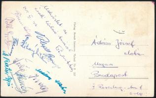 1955 Magyar birkózó válogatott által aláírt képeslap: Hódos Imre , Incze János, Béres, Tóth Gyula , Reznák János stb