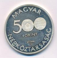 1986. 500Ft Ag "Labdarúgó Világbajnokság - Mexikó 1986 - Stadion" kapszulában T:AU (eredetileg PP) folt Adamo EM94