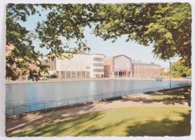 ca 1960 Magyar labdarúgó B válogatott tagjai által aláírt képeslap Svédországból: Lantos, Faragó, Bödör, Szűcs, Molnár, Rákosi, stb / Autograph of the Hungarian football B team