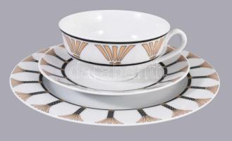 Eschenbach szecessziós mintás 6 személyes reggeliző szett, csészék alátéttel és desszertes tányérok....