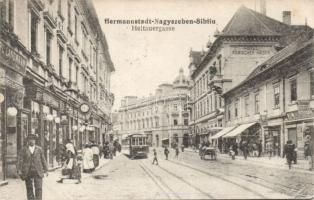 Nagyszeben Heltau street with Hotel Römischer Kaiser and the shop of J. Rosenthal (EK)