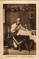 Romänische Bäuerin. Kunstanstalt Jos. Drotleff, Hermannstadt Nr. 406. 1917. / Román parasztasszony / Romanian folklore, peasant woman (EK)