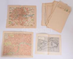 Vegyes térkép tétel, 17 db, közte külföldi városokkal, London, Marseille, Magdeburg, Lyon, Leipzig.