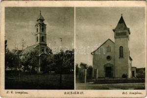 1943 Bácsalmás, római katolikus templom, református templom (fa)