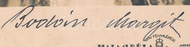 Bodán Margit (1893-?): színésznő, dalénekesnő autográf aláírása őt ábrázoló fotólapon, 13,5x8,5 cm