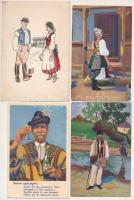 MAGYAR NÉPVISELET - 8 db RÉGI motívum képeslap / HUNGARIAN FOLK COSTUME / 8 pre-1945 motive postcard...