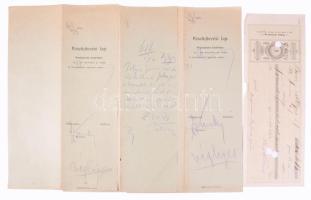 1886-1917 Vegyes papírrégiség tétel, 8 db, közte Veszprém vármegye alispánja által aláírt irat, a M. Kir. Központi Statisztikai Hivatal hivatalos levele, vízjeles papírok (köztük a Gyomai Kner Nyomda vízjelével), stb.