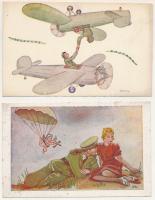 KATONAI REPÜLŐ - 4 db RÉGI II. vh. motívum képeslap / MILITARY AIRCRAFT - 4 pre-1945 WWII motive pos...