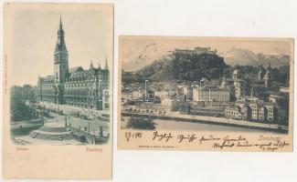 17 db RÉGI (1905 előtti) külföldi város képeslap / 17 pre-1905 foreign town postcards