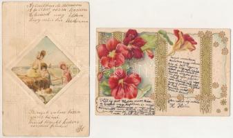 60 db RÉGI (1905 előtti) üdvözlő képeslap, közte lithok / 60 pre-1905 motive greeting postcards, wit...