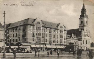 Nagyvárad St László square church and the shops of Jenő Réti, Péter Pántya and László Farkas (gluemark)