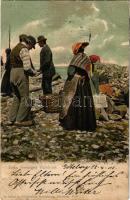1905 Göteborg, Gothenburg; Fran Sveriges Västkust / Swedish folklore, fish market on the coast (fl)
