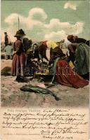 1903 Göteborg, Gothenburg; Fran Sveriges Västkust / Swedish folklore, fish market on the coast (EK)