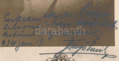 Fenyő Emil (1889-1980) színész autográf sorai és aláírása fotólapon