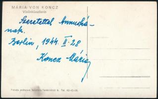 Mária Koncz (Mária von Koncz) színésznő autográf aláírása fotólapon