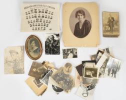 ca 1900-1940 Vegyes családi fotó tétel, benne katonai is, pécsi család Hofmeister/Hernády, Bónis.