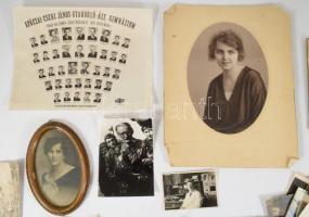 ca 1900-1940 Vegyes családi fotó tétel, benne katonai is, pécsi család Hofmeister/Hernády, Bónis