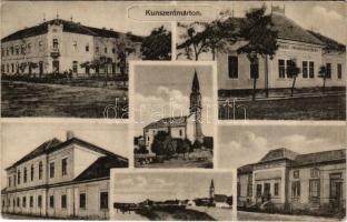 Kunszentmárton, Gazdasági takarékpénztár, templom, Artézi gőz és kádfürdő, Járásbíróság, Körös szálloda (felületi sérülés / surface damage)