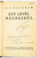 W. S. Maugham: Egy levél megrezdül. Bp., 1921, Pantheon. Kiadói egészvászon kötés, kopottas állapotban.