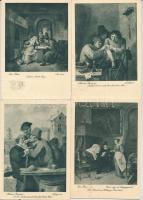 6 db RÉGI művészlap egy sorozatból: orvosok, orvoslás, vegyes minőségben / 6 pre-1945 art postcards ...