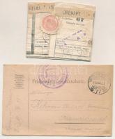 4 db RÉGI első világháborús tábori postai levelezőlap + 1 db távirat / 4 pre-1945 WWI military field...