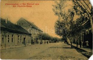 Fehértemplom, Ung. Weisskirchen, Bela Crkva; Szt. Vencel utca, Ruzsicska Ernő, Haller üzlete. W. L. 1167. / street, shops (EM)