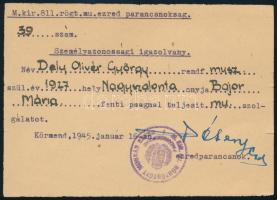 1945 Munkaszolgálatos személyi igazolványa