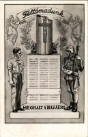 "Feltámadunk! Meghalt a hazáért" - 25. Jubileumi év hősi halottainak felállítandó emlékmű javára. Kiadja a Magyar Katolikus Legényegyletek Országos Szövetsége / WWII Hungarian military, war heroes' monument (EB)