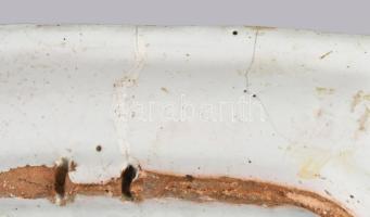 Rouen Faiance stílusú francia mázas kerámia kínáló "A pagodában" díszítéssel, cca 1800, je...