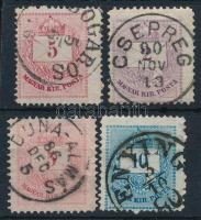 4 db Színes számú Krajcáros bélyeg szélesre fogazva, mindegyik szép bélyegzéssel